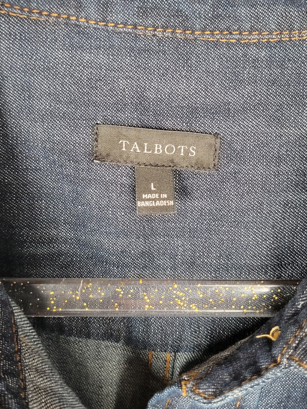 Talbots Blue Denim 100% Cotton Button Up Long Sleeve Shirt Dress Women Sz Large - Picture 3 of 6